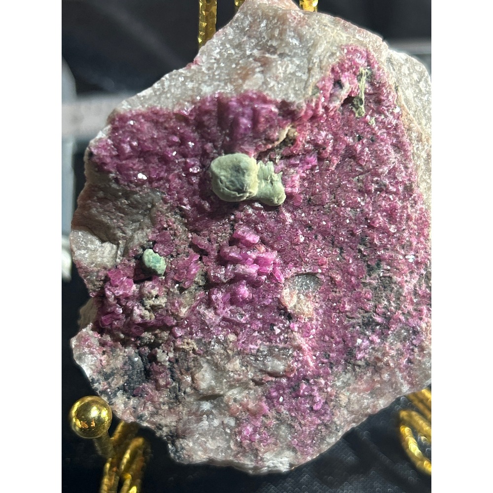 Natural Rare Roselite Crystal Specimen with Malachite Magenta Pink Druzy - Picture 4 of 5